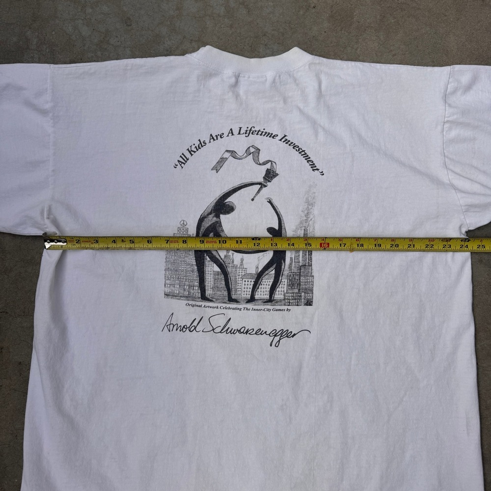 Vintage Planet Hollywood Arnold Schwarzenegger Inner-City Games Shirt XL White - Picture 6 of 6